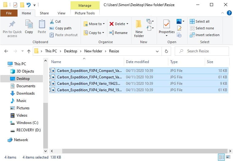 Resizing photos in bulk on Windows 10