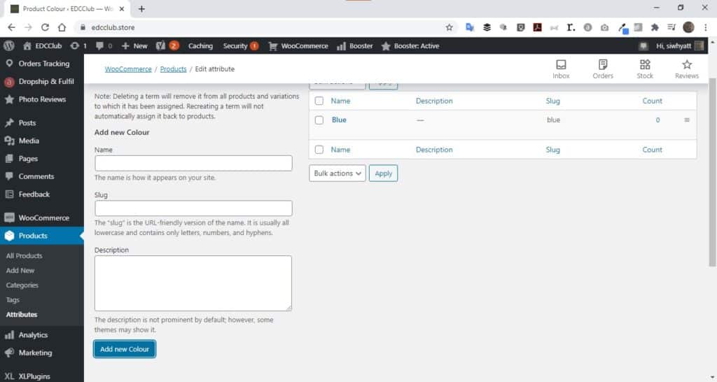 set product attributes in Woocommerce