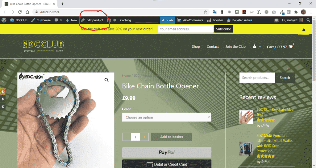 Edit a product on woocommerce